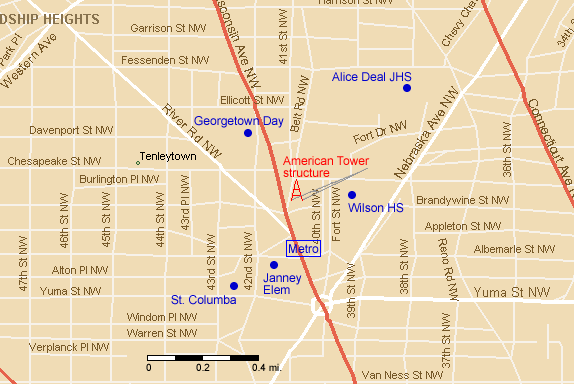 Location of the American Tower site in Tenleytown, DC